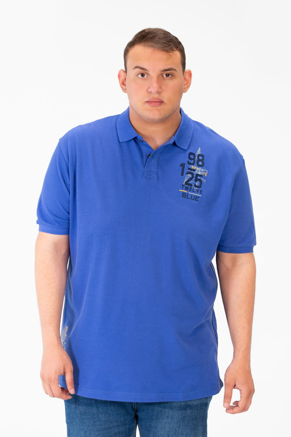 Men's Big Size Half Sleeve Half Button Collar Polo T-Shirt