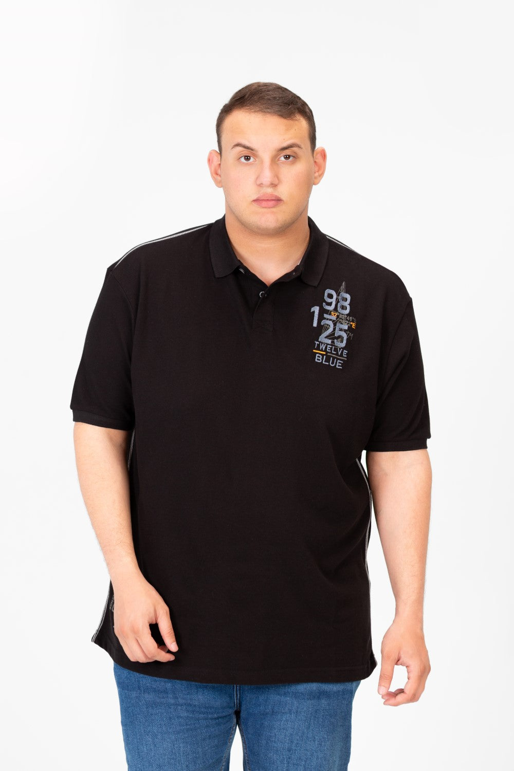 Men's Big Size Half Sleeve Half Button Collar Polo T-Shirt