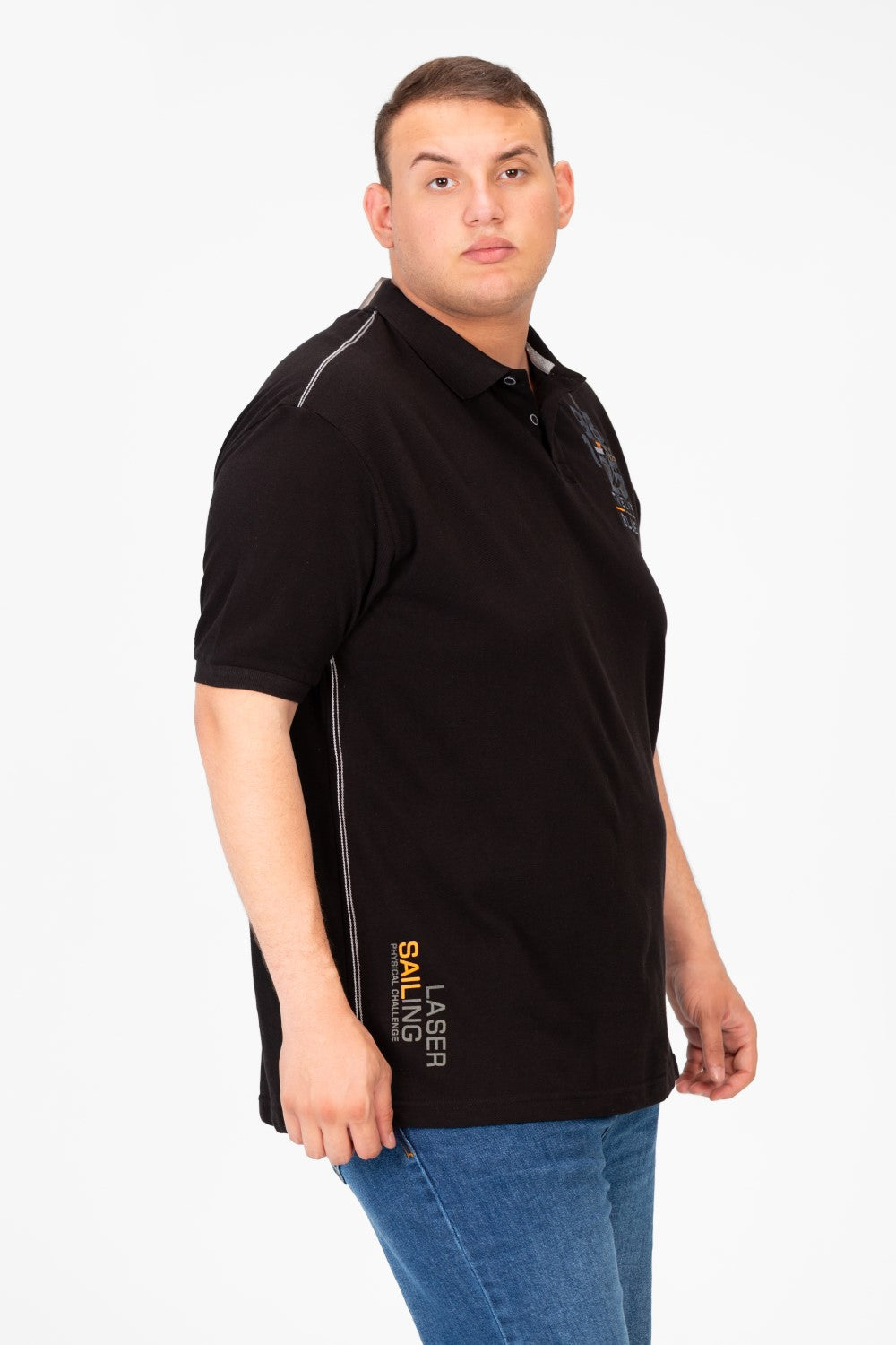 Men's Big Size Half Sleeve Half Button Collar Polo T-Shirt