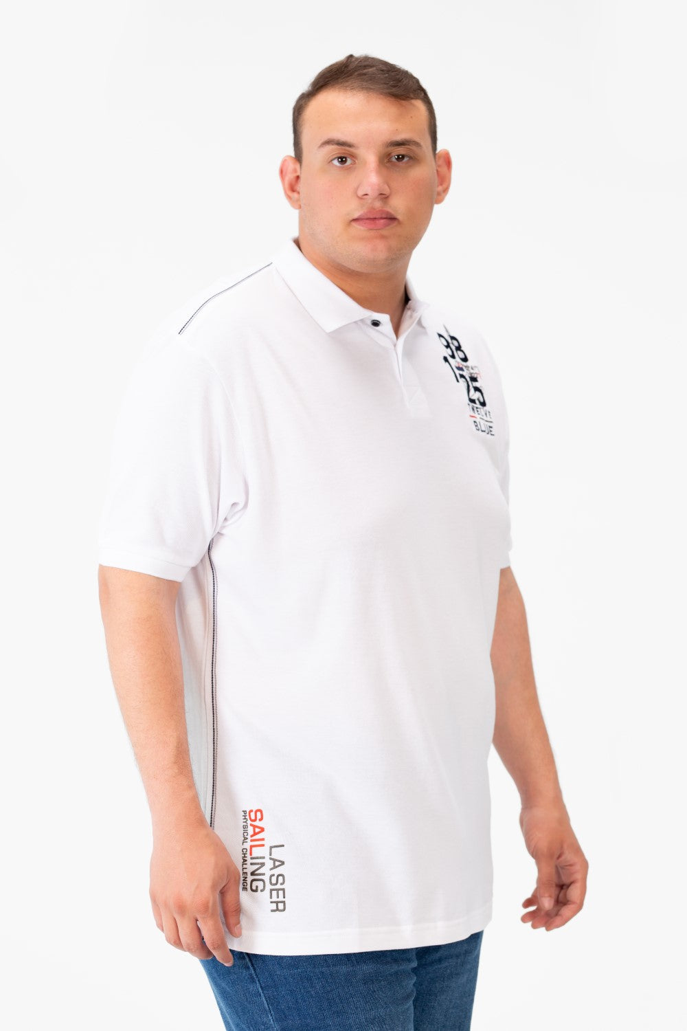 Men's Big Size Half Sleeve Half Button Collar Polo T-Shirt