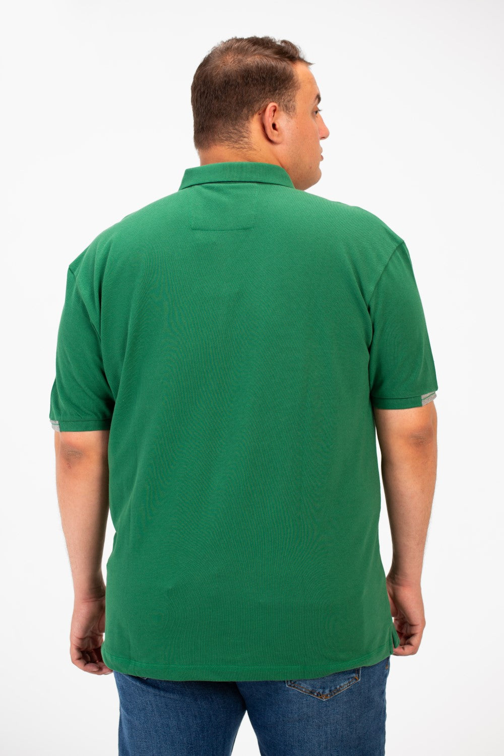 تي شيرت بولو رجالي كبير الحجم بأكمام قصيرة وطبعة أمامية وجيب