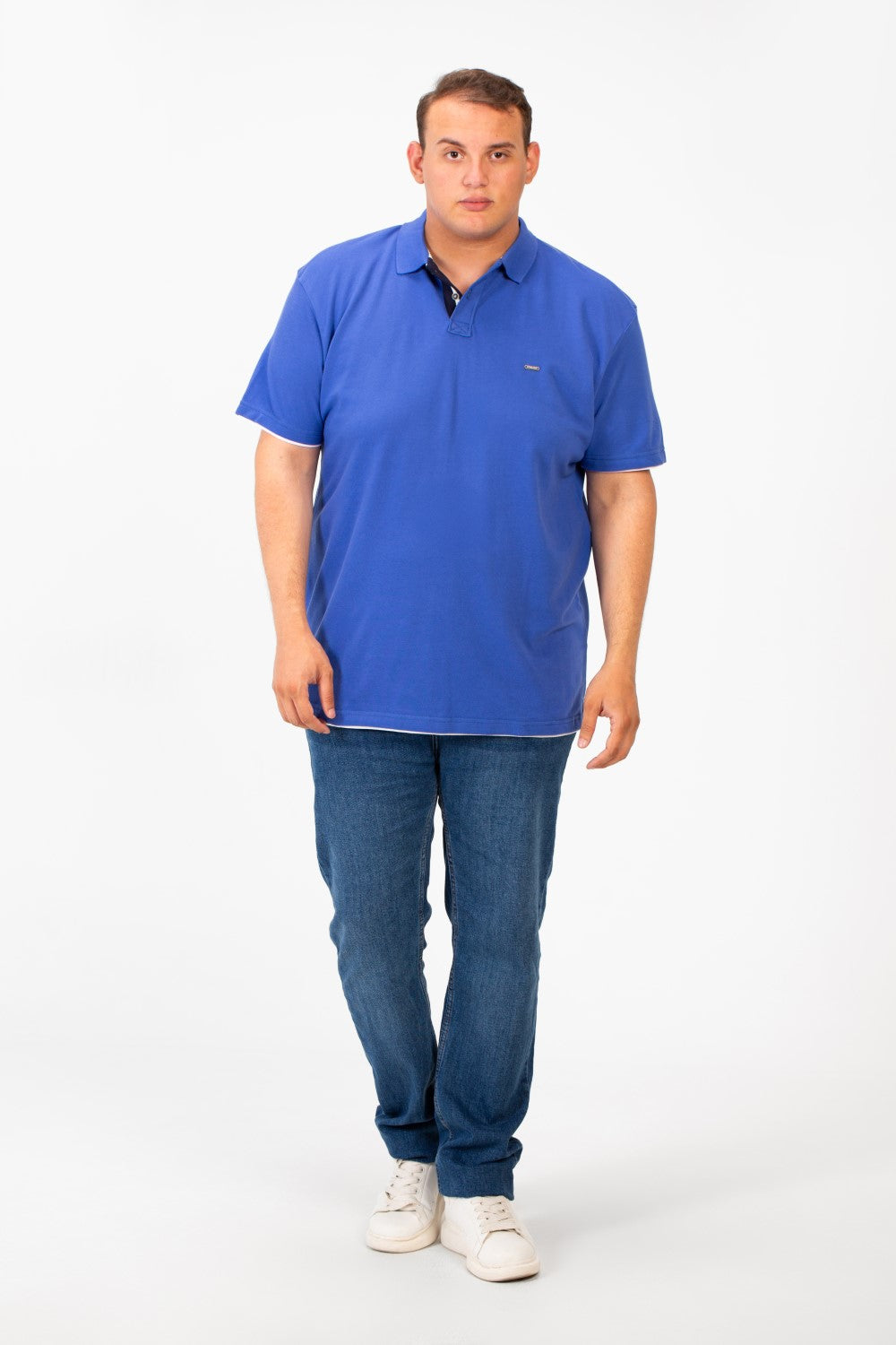 تي شيرت بولو توماتو رجالي كبير الحجم بأكمام قصيرة وتفاصيل أساسية