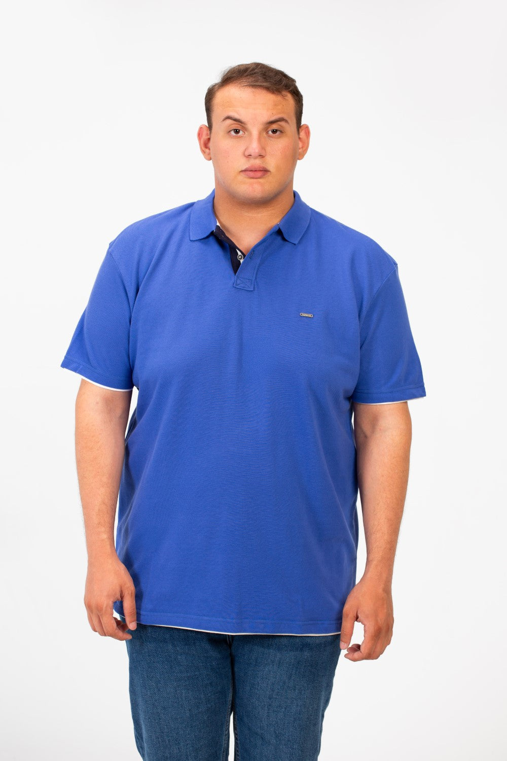 تي شيرت بولو توماتو رجالي كبير الحجم بأكمام قصيرة وتفاصيل أساسية