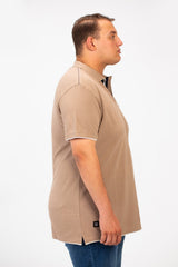 تي شيرت بولو توماتو رجالي كبير الحجم بأكمام قصيرة وتفاصيل أساسية