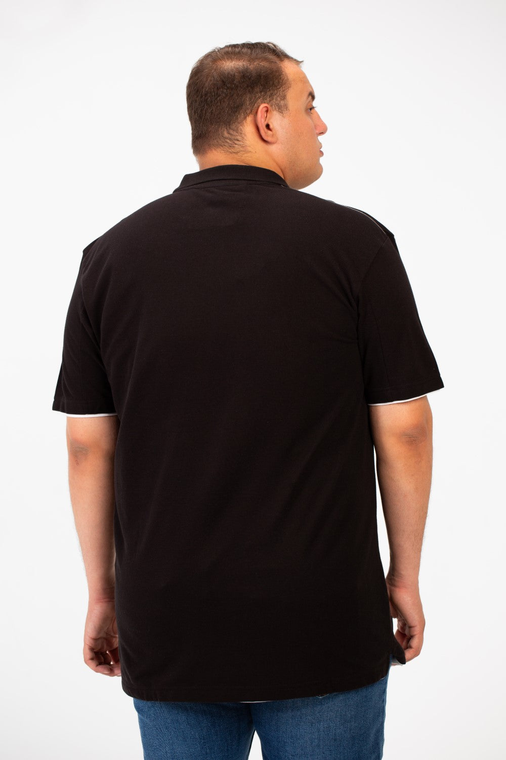 تي شيرت بولو توماتو رجالي كبير الحجم بأكمام قصيرة وتفاصيل أساسية