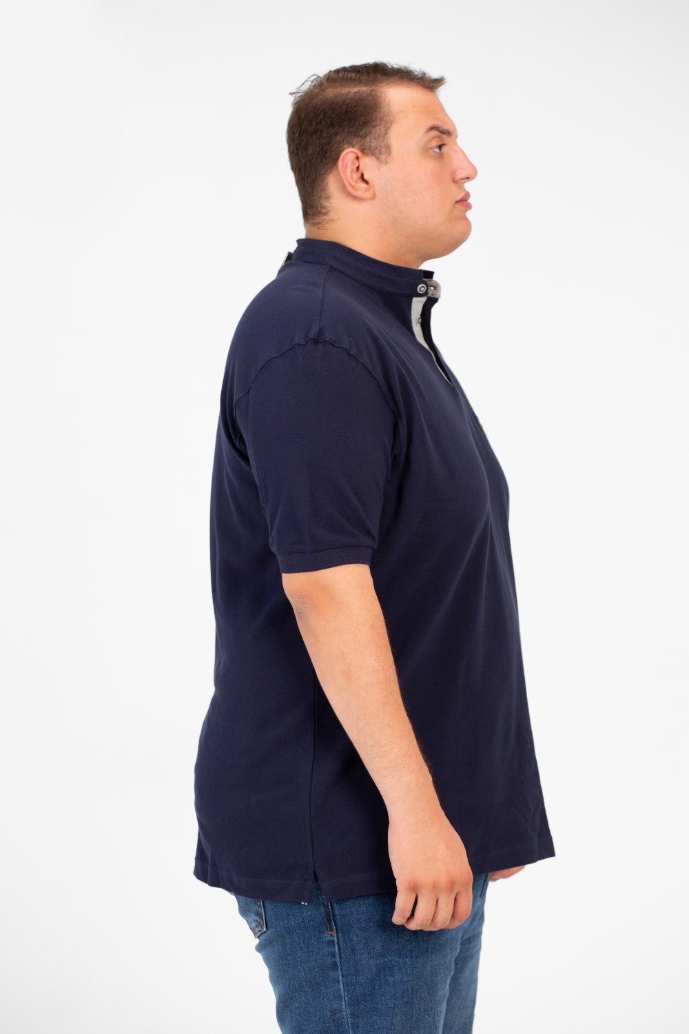 Men's Big Size Basic Polo Short Sleeves T-Shirt With Front Text Print