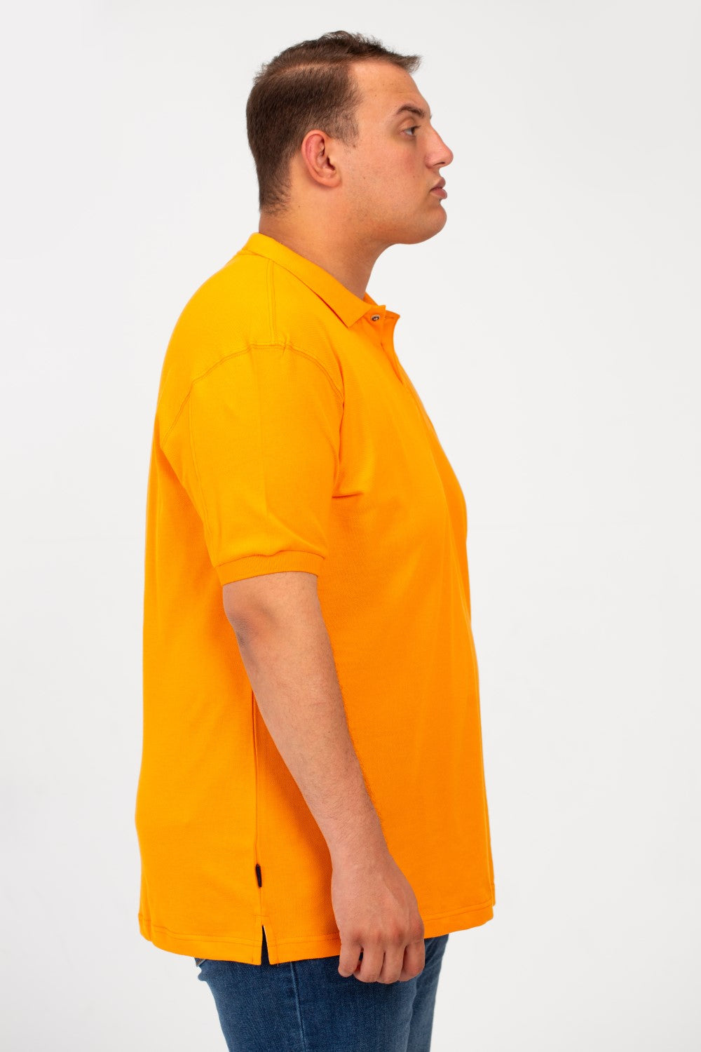 Men's Tomato Big Size Short Sleeve Polo T-Shirt With Basic Details