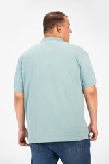 Men's Big Size Polo T-Shirt With Basic Details Short Sleeves Half Zip