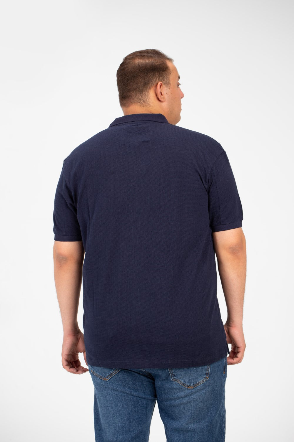 Men's Big Size Polo T-Shirt With Basic Details Short Sleeves Half Zip