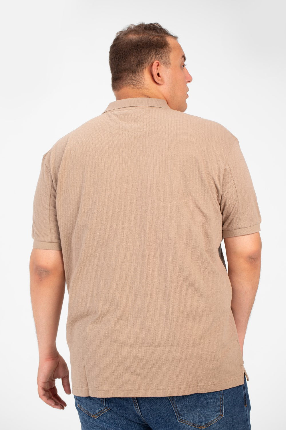 Men's Big Size Polo T-Shirt With Basic Details Short Sleeves Half Zip