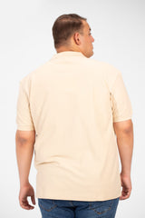 Men's Big Size Polo Front Half Zip T-Shirt With Basic Details Short Sleeves