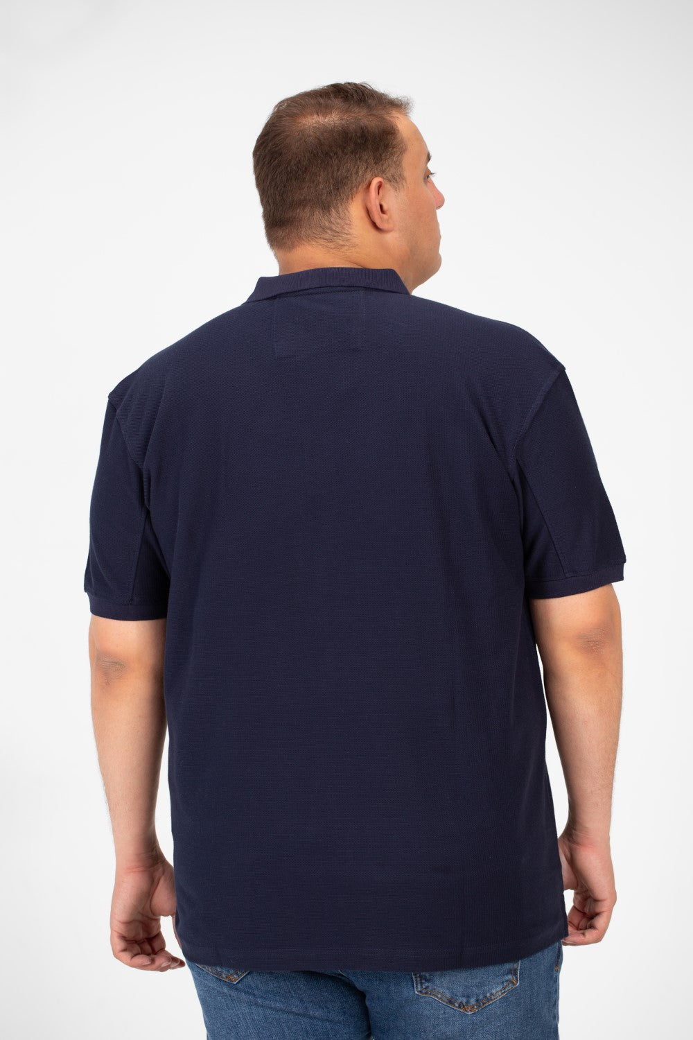 Men's Big Size Polo Front Half Zip T-Shirt With Basic Details Short Sleeves