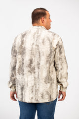 Men's Big Size Long Sleeve Printed Modern Shirt With Front Pockets