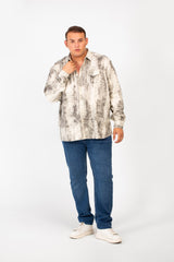 Men's Big Size Long Sleeve Printed Modern Shirt With Front Pockets