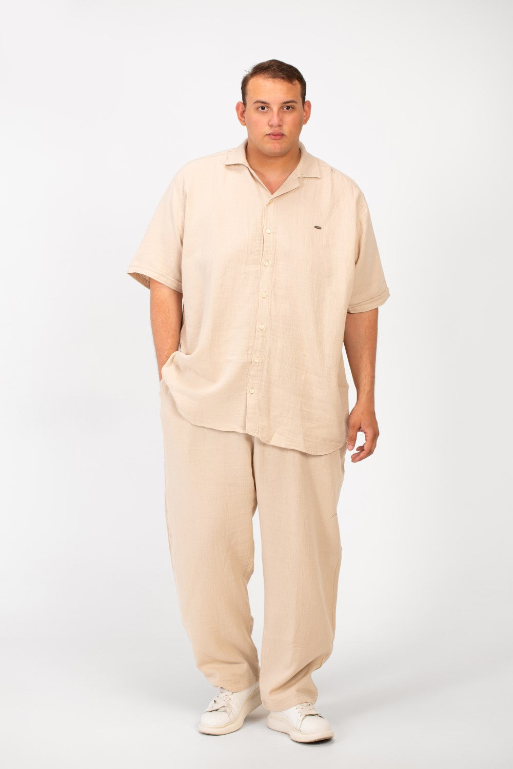 Men's Big Size Summer Outfit Sleeved Made Of Practical Fabric Suitable For Every Day