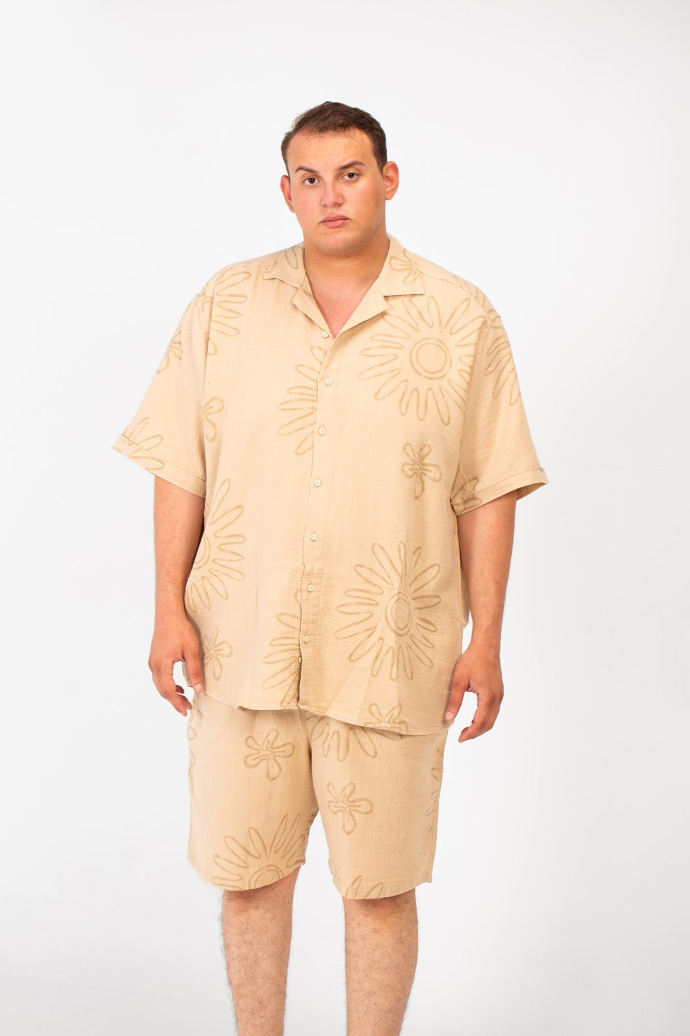 Men's Big Size Summer Outfit Full Rose Printed