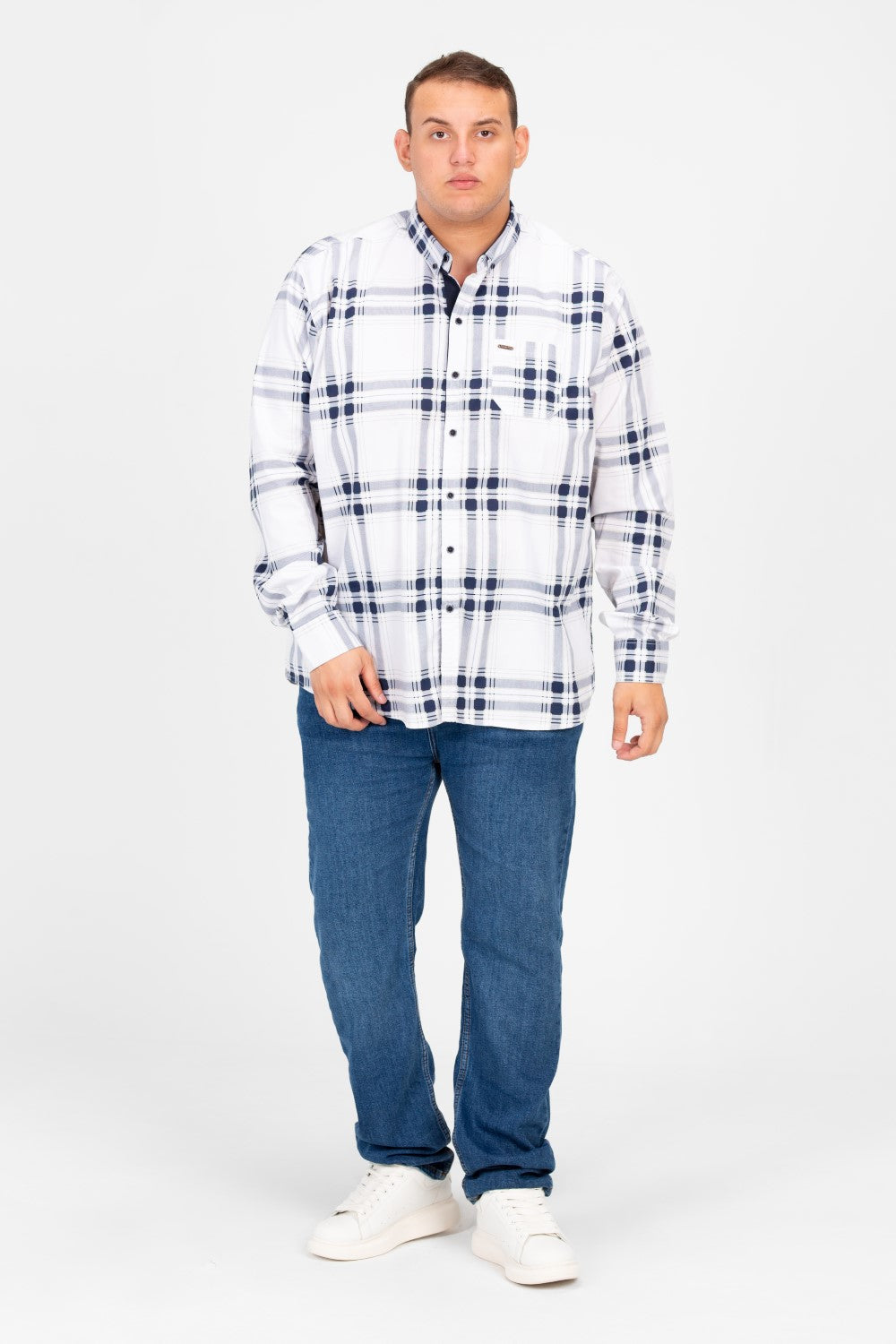 Men's Big Size check Long Sleeved Shirt