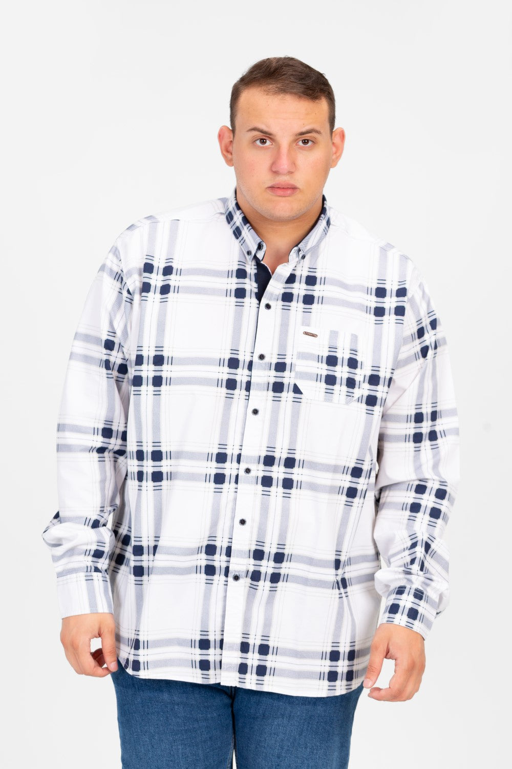 Men's Big Size check Long Sleeved Shirt