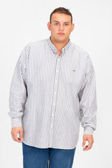 قميص رجالي مخطط بأكمام طويلة بحجم كبير