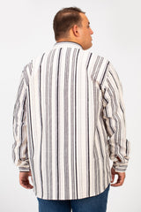 Men's Big Size Long Sleeved Striped Shirt With Comfortable Practical Fabric