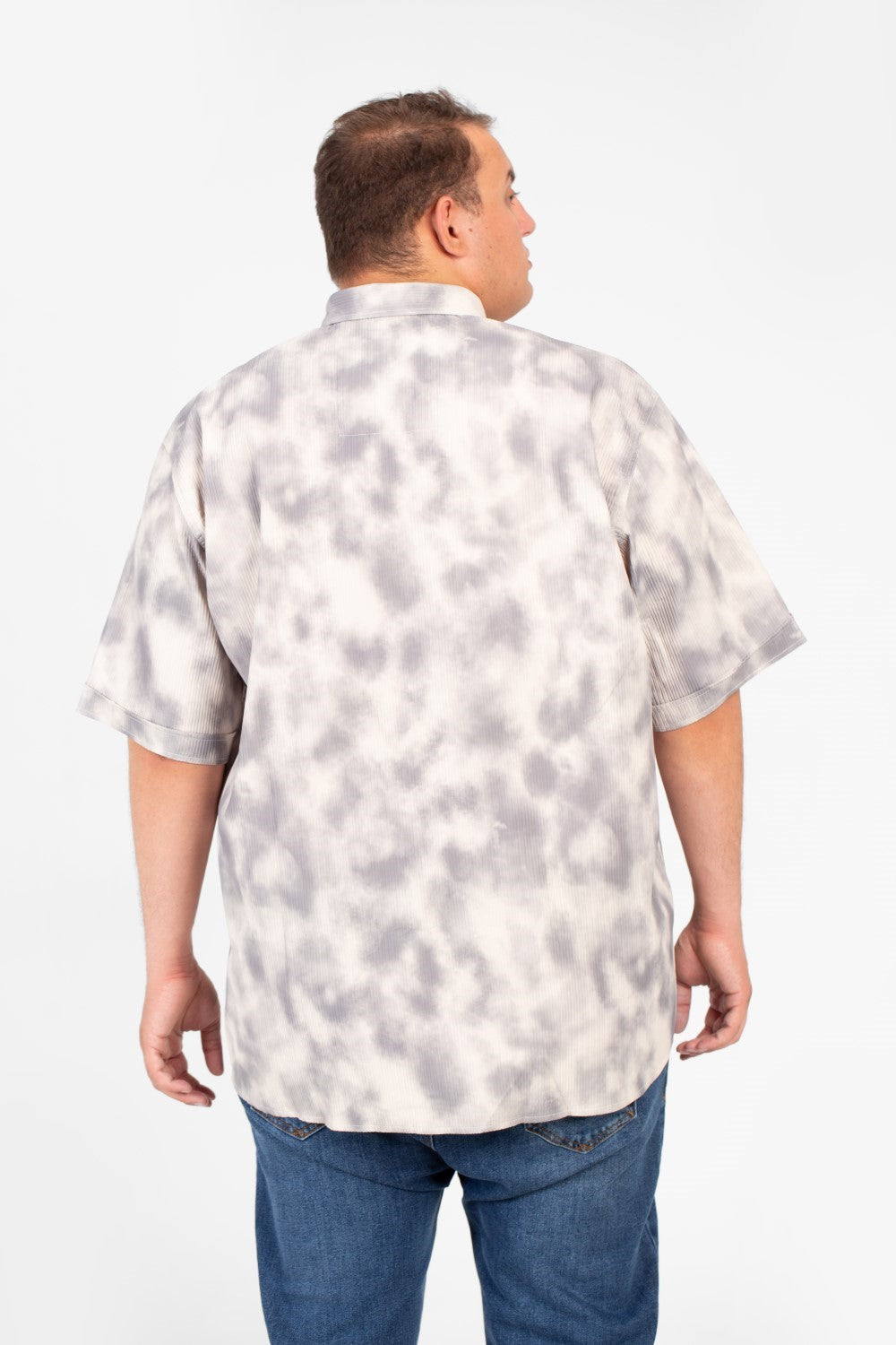 Men's Big Size Short Sleeve Tie Dye Shirt With Front Pocket