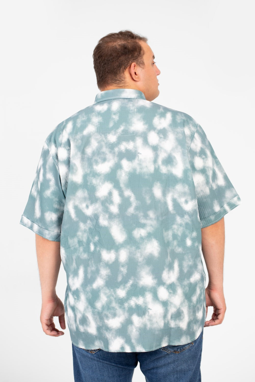 Men's Big Size Short Sleeve Tie Dye Shirt With Front Pocket