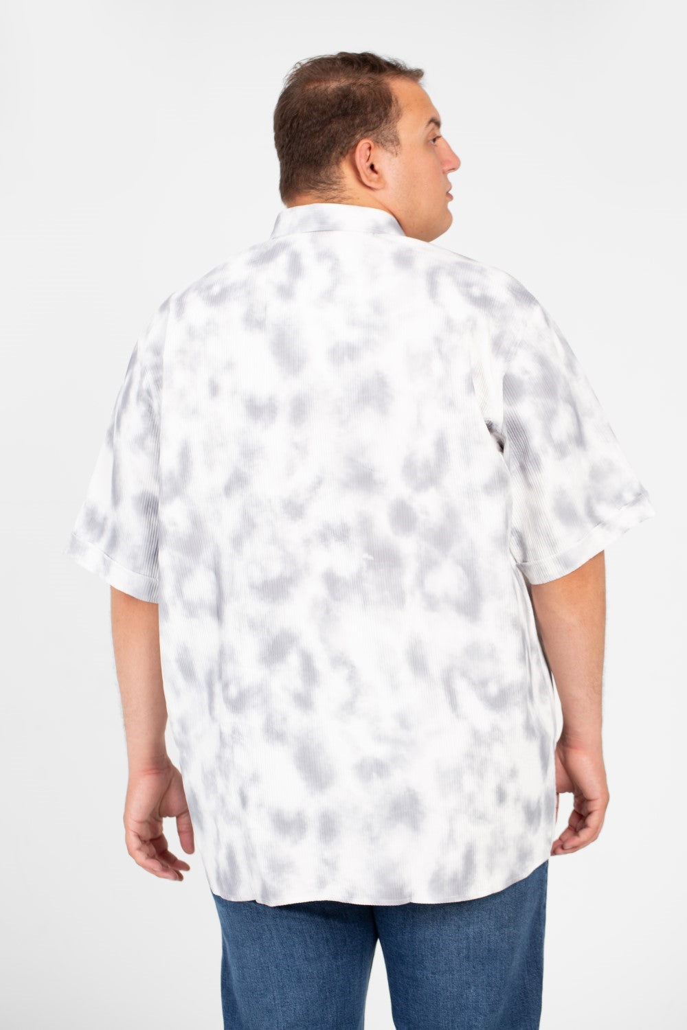 Men's Big Size Short Sleeve Tie Dye Shirt With Front Pocket