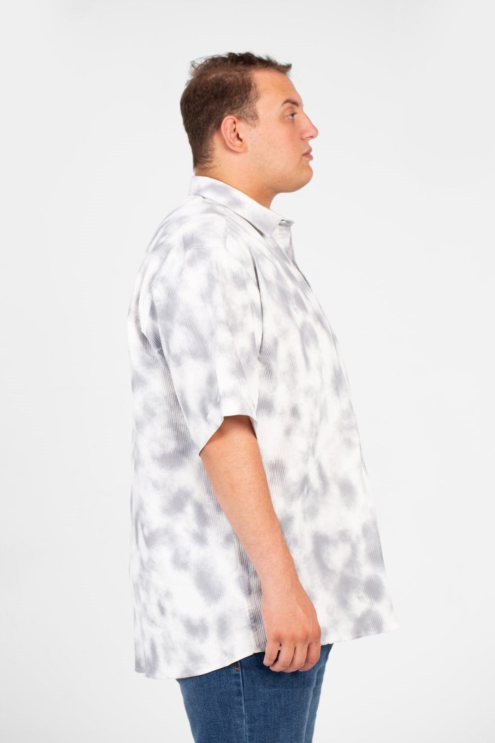 Men's Big Size Short Sleeve Tie Dye Shirt With Front Pocket