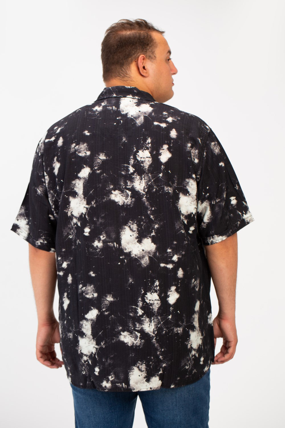 Men's Big Size Half Sleeve All Over Print Shirt With Front Pocket