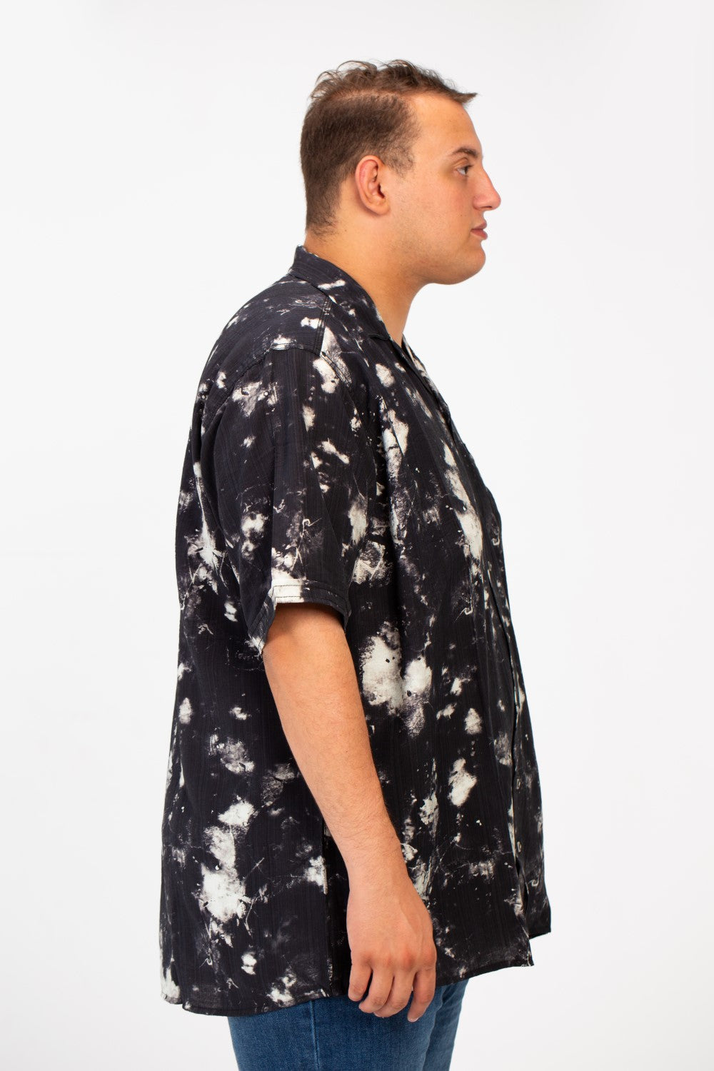 Men's Big Size Half Sleeve All Over Print Shirt With Front Pocket