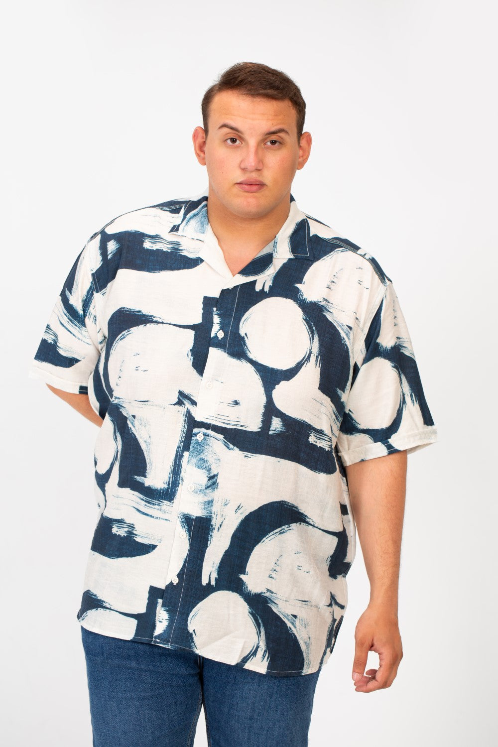 Men's Big Size Summer Short Sleeved Full Print Shirt Made Of Practical And Comfortable Material