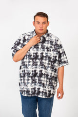 Men's Big Size Checked Printed Half Sleeved Shirt With Front Pocket