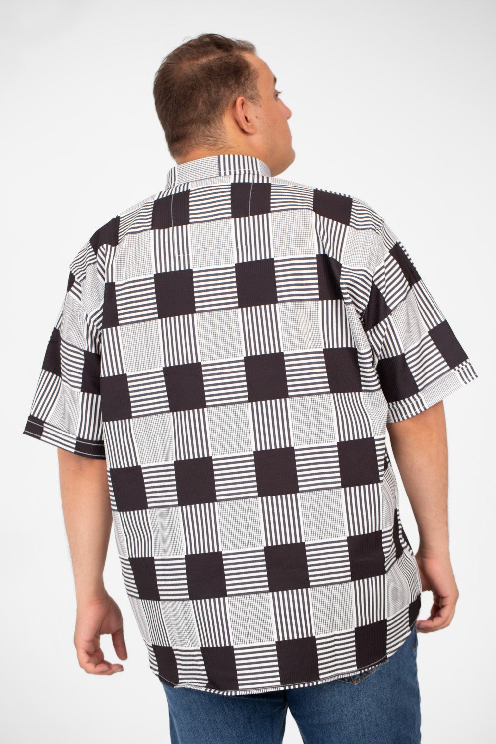 Men's Big Size Half Sleeved Checked Shirt In Modern Design