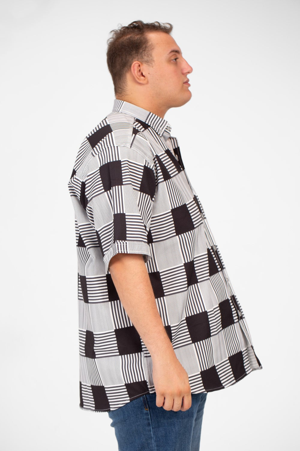 Men's Big Size Half Sleeved Checked Shirt In Modern Design
