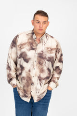 Men's Big Size Jakar Printed Long Sleeve Shirt