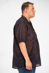 Men's Big Size Transparent Jakar All Over Print Short Sleeve Shirt