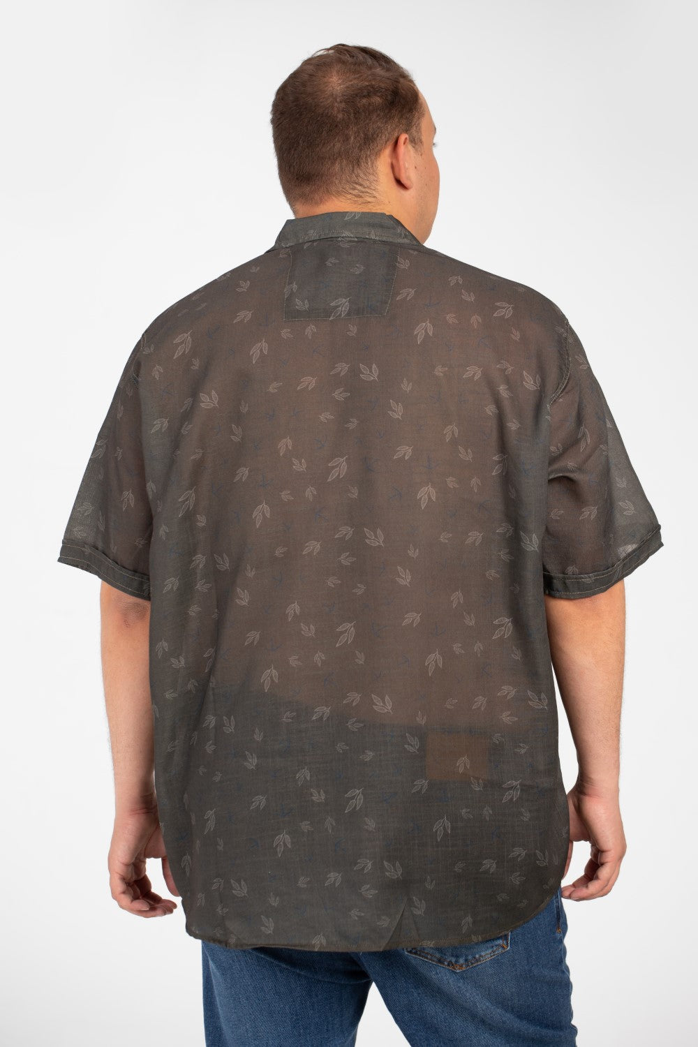 Men's Big Size Transparent Jakar All Over Print Short Sleeve Shirt