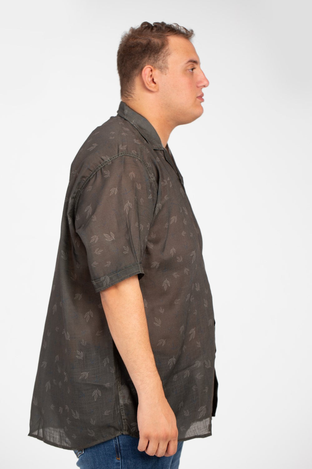 Men's Big Size Transparent Jakar All Over Print Short Sleeve Shirt