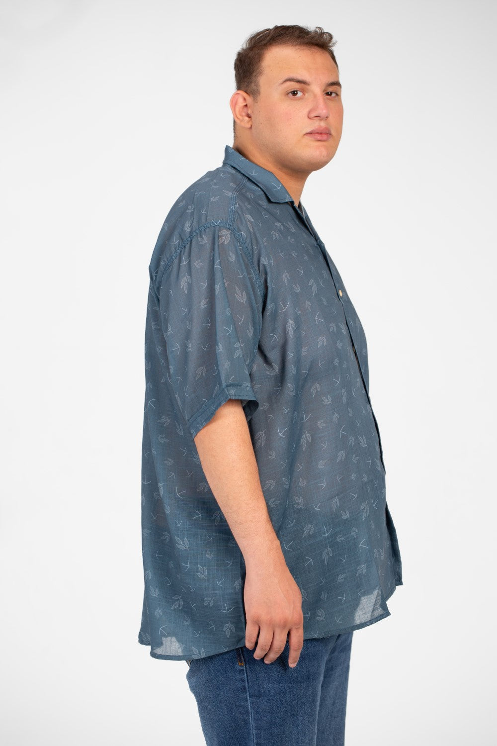 Men's Big Size Transparent Jakar All Over Print Short Sleeve Shirt