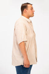 Men's Big Size Half Sleeve Striped Breathable Shirt