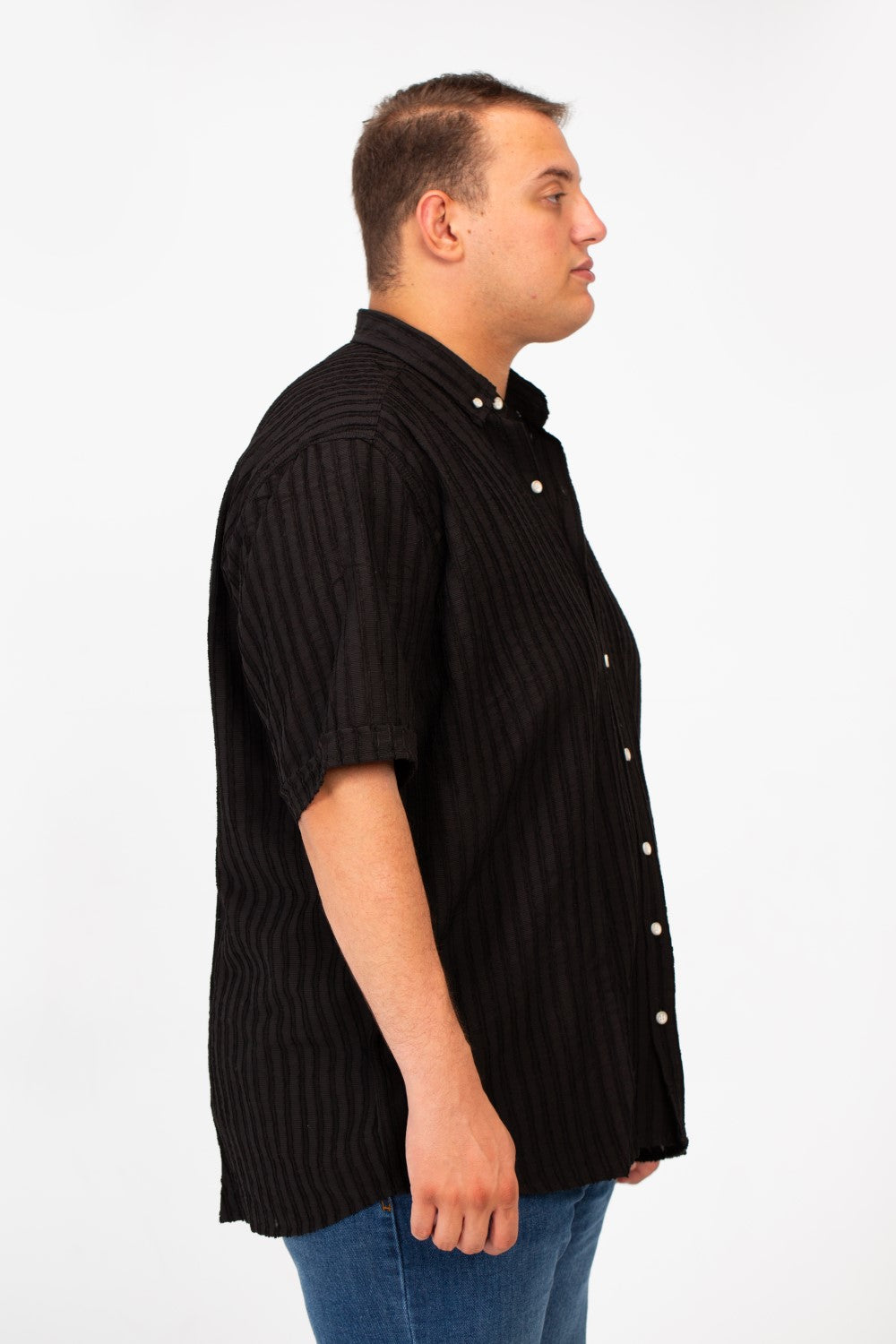 Men's Big Size Half Sleeve Striped Breathable Shirt