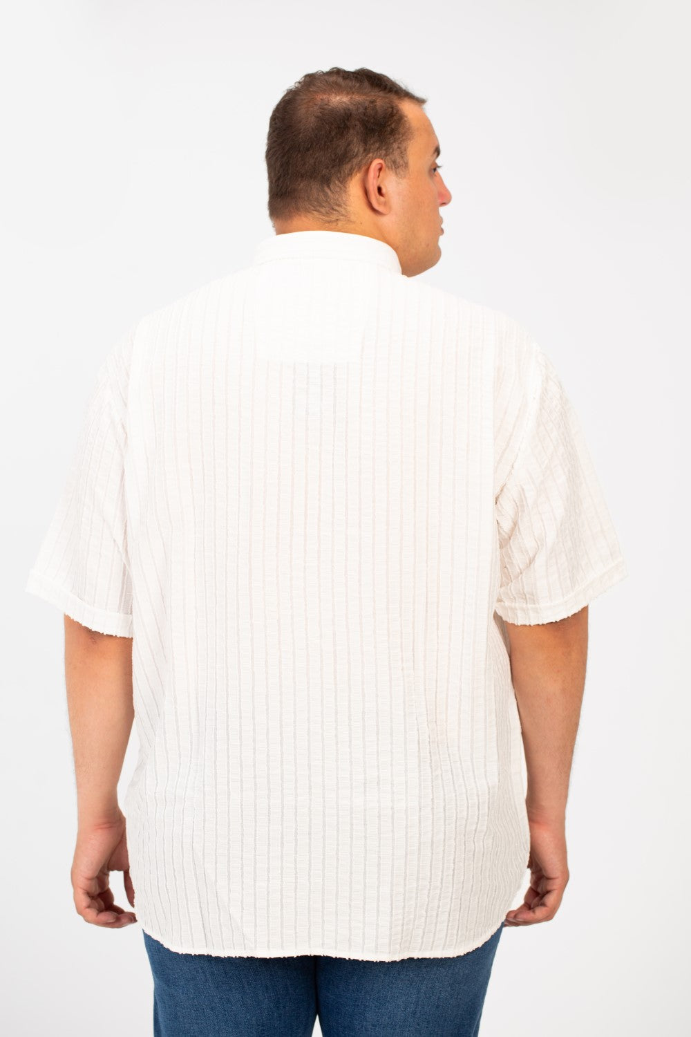 Men's Big Size Half Sleeve Striped Breathable Shirt