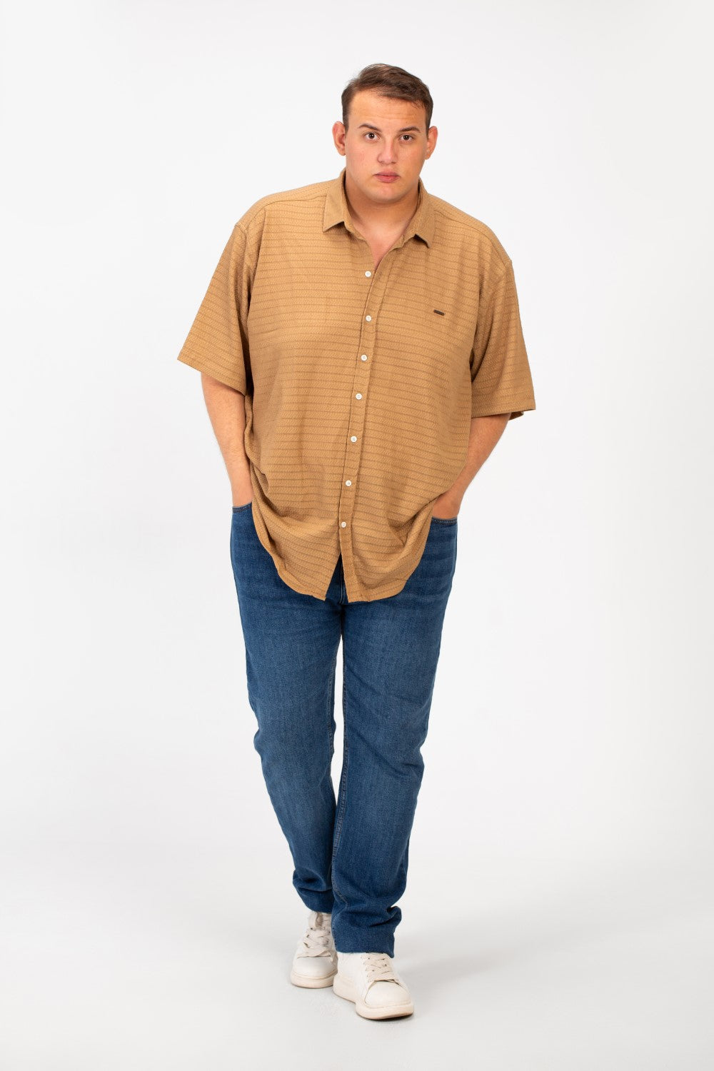 Men's Big Size Half Sleeved Basic Shirt In Comfortable Breathable Fabric