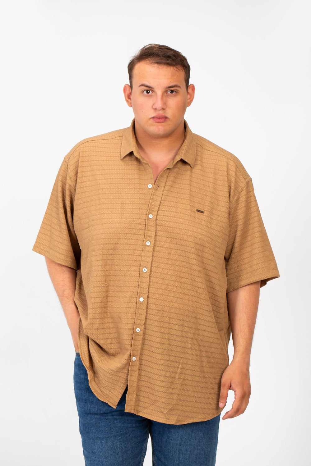 Men's Big Size Half Sleeved Basic Shirt In Comfortable Breathable Fabric