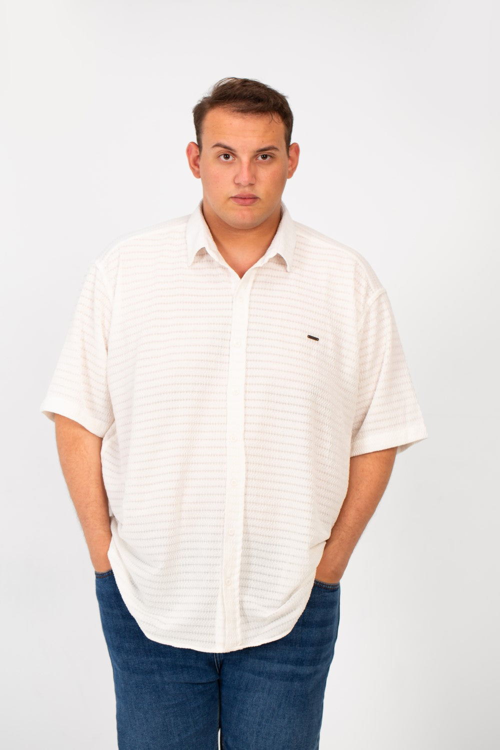 Men's Big Size Half Sleeved Basic Shirt In Comfortable Breathable Fabric