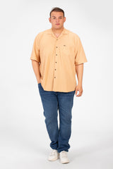 Men's Big Size Basic Short Sleeves Shirt With Collar And Front Pocket
