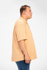 Men's Big Size Basic Short Sleeves Shirt With Collar And Front Pocket