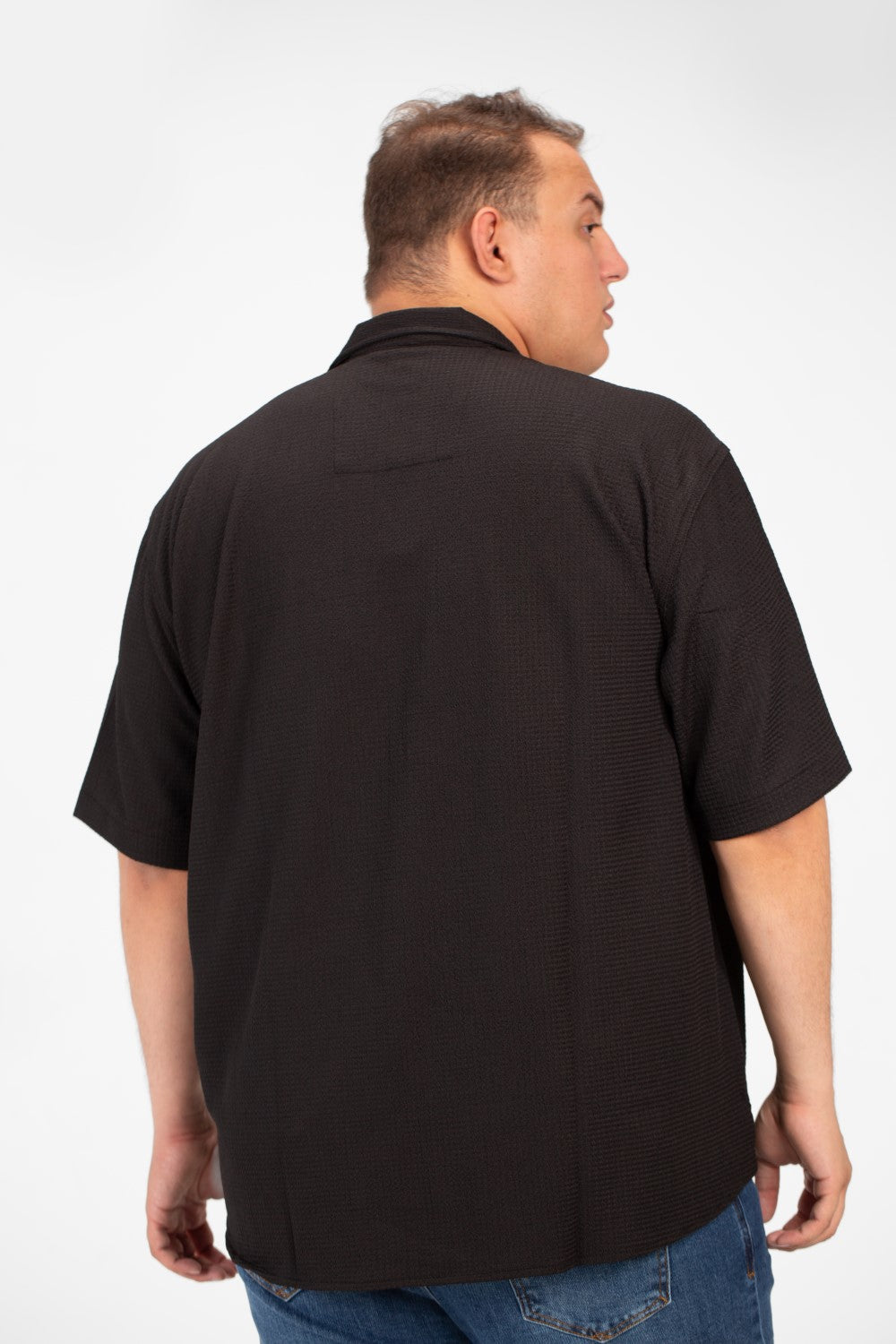 Men's Big Size Basic Short Sleeves Shirt With Collar And Front Pocket