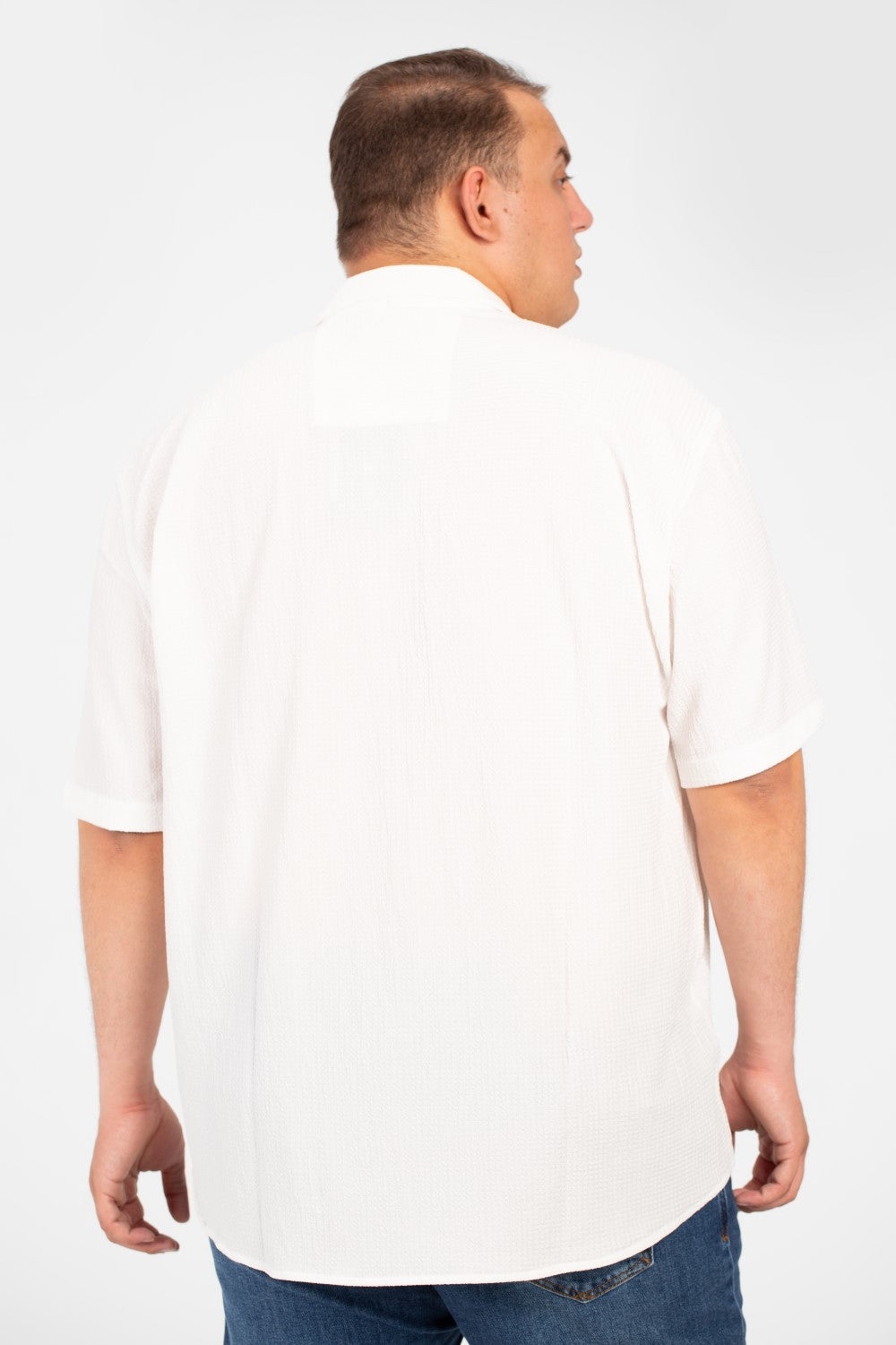 Men's Big Size Basic Short Sleeves Shirt With Collar And Front Pocket