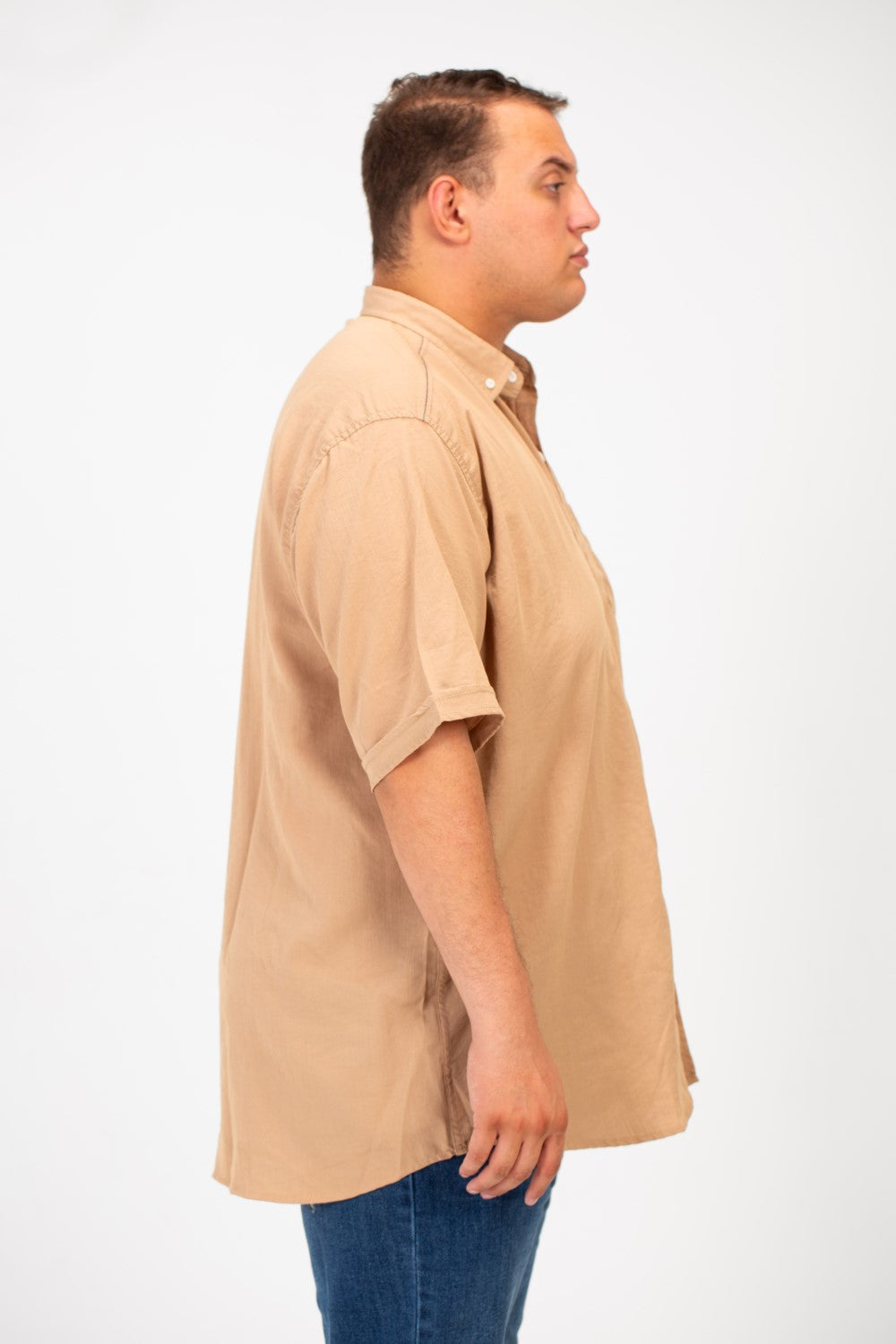Men's Big Size Basic Short Sleeve Shirt With Front Pocket